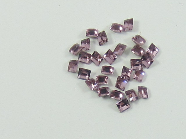 3mm SQUARE 36pcs. LIGHT AMETHYST POINTED BACK European Rhinestones